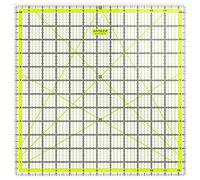 Arteza Quilting Ruler, Laser Cut Acrylic Quilters' Ruler with Patented Double Coloured Grid Lines for Easy Precision Cutting, 12.5" Wide x 12.5" Long for Quilting, Sewing & Crafts, Black & Lime Green