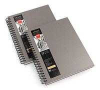 Arteza Sketch Book, 22.9. x 30.5 cm, 2-Pack, Grey Drawing Pads, 200 Sheets Total, 100 GSM, Hardcover Sketchbook, Spiral-Bound, Use with Pencils, Charcoal, Pens, Crayons & Other Dry Media