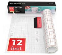 ARTEZA Ultra Clear Transfer Tape Paper with Grid & Squeegee, 12 Inch Wide x 12 Foot Long Roll, For Alignment & Transfer of Adhesive Vinyl for Decals, Signs, Walls, Windows & Smooth Surfaces
