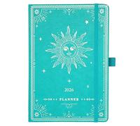 Artfan 2025 Weekly Monthly Planner, January 2025 - December 2025, 5.75" x 8.25", Faux Leather, 40 Notes Pages - Turquoise Gold Foil