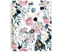 Artfan A4 Notebook - Lined Notebook with Premium Paper, Twin-Wire Binding, Back Pocket, 160 Pages, 8.5"×10.5" - Floral
