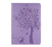 Artfeel Case Compatible with iPad Pro 10.5 inch 2017/iPad Air 10.5 inch 2019,Embossed Tree Cat Pattern Slim Leather Wallet Stand Cover Flip Magnetic Smart Auto Wake/Sleep Case,Butterfly Purple