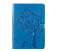 Artfeel Case Compatible with iPad Pro 10.5 inch 2017/iPad Air 10.5 inch 2019,Embossed Tree Cat Pattern Slim Leather Wallet Stand Cover Flip Magnetic Smart Auto Wake/Sleep Case,Butterfly Blue