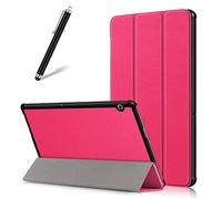 Artfeel Case for Huawei MediaPad M5 Lite 10,Ultra Slim Lightweight Leather Shell Tri-Fold Stand Cover Flip Folio Magnetic Tablet Protective Case,Rose Red