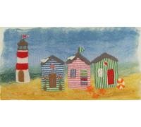 Artfelt Beach hut Picture Felt kit- a Carefully Designed Felting kit to Make a Colourful Seaside Scene with Beach Huts and a Lighthouse.