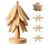 ARTFILIF Natural Wood Tree Coasters, Trivets Set - Light Wood, 3 Pieces