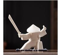 ARTFILIF Porcelain Samurai Collectible Figurines Creative Incense Holders Desktop Decoration Ornaments (White, Swinging Sword)