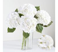 Artflower 4Pcs Real Touch Hydrangea Artificial Flowers, 22.5'' White Full Latex Faux Hydrangea Flowers for Home Floral Arrangements Wedding Bouquets Kitchen Table Centerpiece Decorations