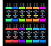 ARTFLY 12 Bright Colors 60ml/2oz Glow in The Dark Acrylic Paint Set, Perfect for DIY Projects, Halloween & Christmas Decorations
