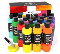 ARTFLY 18 Colours Acrylic Paint Set, 8.45oz/250 ml Large Bulk Acrylic Paint, Rich Pigment Art Painting Supplies for Artists and Beginners Painting on Canvas Wood Rocks Crafts Ceramic