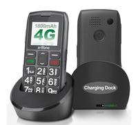 artfone C1+ 4G Big Button Mobile Phone for Seniors | SIM Free Unlocked | Easy-to-Use Basic Phone with Charging Dock, SOS Button & USB-C | Loud Volume | Black