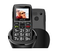 artfone C1+ Big Button Mobile Phone for Elderly丨SIM Free Senior Mobile Phones with Charging Dock丨SOS Button丨Time Reporting丨Easy to Use Basic Mobile Phones丨Speed Dial丨FM丨Torch丨Bluetooth丨USB-C - Black