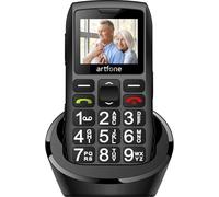 artfone C1+ Black - Big Button Mobile Phone for Elderly丨SIM Free Senior Mobile Phones with Charging Dock丨SOS Button丨Time Reporting丨Easy to Use Basic Mobile Phones丨Speed Dial丨FM丨Torch丨Bluetooth丨USB-C