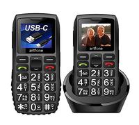 artfone C1 + Senior Mobile Phone Large Button SIM-Free & Unlocked Mobile Phone for Elderly with SOS Alert Button, High Volume, USB-C & Charging Dock, 1800mAh Battery Easy to Use Basic Phone, Black