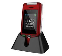 artfone C10 Red,with Charging Dock,2G Dual SIM Dual LCD Unlocked Flip Phone for Seniors with Large Colour Display, Big Buttons and Emergency SOS Button (UK and Irish Version)
