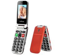 artfone CF241 Flip mobile Phone for Elderly People, Simple Big Button Flip Phone for Seniors, GSM Phones Unlocked SIM Free with 2.4" Large Screen(Red)