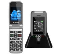 artfone G6 Grey - 4G Unlocked Basic Mobile Phone for Seniors丨Flip Phone丨SIM Free Big Button Senior Mobile Phone丨Dual Display丨 SOS Button丨Speed Dial丨USB-C丨Charging Dock丨FM Radio丨Torch丨1300mAh Battery