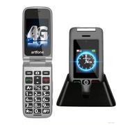 artfone G6 Pro丨Flip Phone Unlocked丨Unlocked Cell Phone for Seniors丨2.4" Dual-LCD丨SOS Button丨Talking Clock丨Speed Dial丨Hands-free丨Caller ID丨Bluetooth丨Camera丨Charging Station丨Nano+SD Slot丨1300mAh - Grey