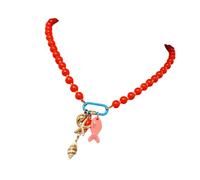 Artful Beaded Necklace with Coastal Charms, Acrylic-Look Statement Jewelry for Beach Inspired Casual Day Looks Coastal Necklace Beach Inspired Jewelry Collarbone Chain Colorful Charm Piece Casual