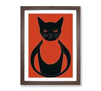 Artful Cat Framed Wall Art Print A2 Walnut | Ready to Hang, Premium Gi Paper, Fade-Resistant Inks, Securely Packaged, UK Made