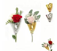 Artful Flower Vase Brooch, DIY Wearable Flower Bouquet Brooch Holder Clip, Floral Lapel Pin Jewelry, for Holding Fresh or Dried, for Wedding Party Banquet Dress Clothes Accessories(Mix)