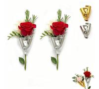 Artful Flower Vase Brooch, DIY Wearable Flower Bouquet Brooch Holder Clip, Floral Lapel Pin Jewelry, for Holding Fresh or Dried, for Wedding Party Banquet Dress Clothes Accessories(2Silver)