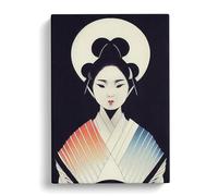 Artful Geisha No.1 Canvas Print | Gallery Wrapped 30mm Frame Wall Art | 30x20 inches | Ready to Hang | Modern Picture | Living Room Bedroom Lounge Office