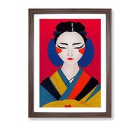 Artful Geisha No.2 Framed Print | A2 Walnut Framed Wall Art | Ready to Hang | Modern Nature Picture | Living Room Bedroom Lounge Office