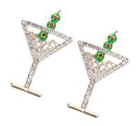 Artful Geometric Clovers Earrings for Good Luck Day Featuring Diamonds Decorations Elegant Wear Celebration Earrings