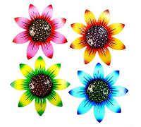 Artful Metal Flower Wall Sculpture Colorful Decor for Gardens, Porches, and Living Areas Simple to Hang and Display Anywhere (Pink+Blue+Green+Orange)