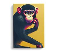 Artful Monkey Canvas Print | Gallery Wrapped 30mm Frame Wall Art | 30x20 inches | Ready to Hang | Modern Animals Picture | Living Room Bedroom Lounge Office