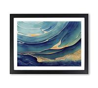 Artful Ocean Wave Abstract H1022 Framed Print for Living Room Bedroom Home Office Décor, Wall Art Picture Ready to Hang, Black A4 Frame (34 x 25 cm)