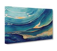 Artful Ocean Wave Canvas Print | Gallery Wrapped 30mm Frame Wall Art | 30x20 inches | Ready to Hang | Abstract Seascape Picture | Living Room Bedroom Lounge Office