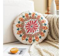 Artfully Designed Hand Embroidered Round Cushion Cover with Moroccan Influence (9)