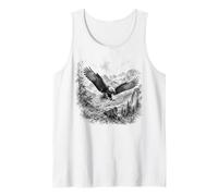 Artfully Drawn Flying Eagle in Nature Tank Top