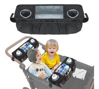 Artgeeker 2 Pack Snack Tray for Wonderfold Wagon, Stroller Snack Tray with 2 Insulated Cup Holders, Compatible with W4 Series, Black