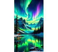 ARTGOTO Large Square Drill Diamond Art Painting Kits for Adults,15.7x27.5inch/40x70cm Large Crystal Art Kits for Adults,Landscape Aurora B Square Full Drill Picture for Home Wall Decor