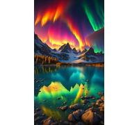 ARTGOTO Large Square Drill Diamond Art Painting Kits for Adults,15.7x27.5inch Large Crystal Art Kits for Adults,Landscape Aurora A Square Full Drill 40x70cm Picture for Home Wall Decor