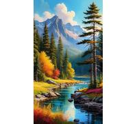 ARTGOTO Large Square Drill Diamond Art Painting Kits for Adults,15.7x27.5inch Large Crystal Art Kits for Adults,Landscape Mountain Forest B Square Full Drill 40x70cm Picture for Home Wall Decor