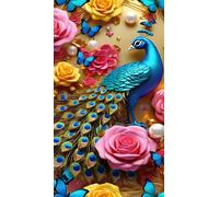 ARTGOTO Large Square Drill Diamond Art Painting Kits for Adults,15.7x27.5inch Large Crystal Art Kits for Adults,Peacock A Square Full Drill 40x70cm Picture for Home Wall Decor