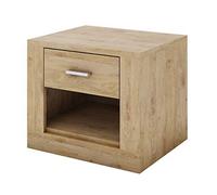 Arthauss Compact Bedside Cabinet ARTI in Black/Grey/White/Oak Shetland with 1 Drawer - Durable Nightstand for Bedroom Storage - Small Cabinet with Shelves - Ideal Bedside Organiser for Small Bedrooms