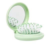 Arthaxi Mini Hair Brush with Mirror for Travel and Purse, Compact Pocket-Size Round Brush and Mirror Combo Gift for Women, Vibrant Green