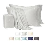 ArthCrafted 100% Austrian Eucalyptus Tencel Cooling Pillowcases, 2 Pack Moisture Wicking, Temperature Regulating, Soft & Smooth, Envelope Enclosure Pillowcase Pair (Cool Grey, King (21" X 38"))