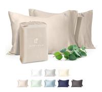 ArthCrafted 100% Austrian Eucalyptus Tencel Cooling Pillowcases, 2 Pack Moisture Wicking, Temperature Regulating, Soft & Smooth, Envelope Enclosure Pillowcase Pair (Oat Milk, King (21" X 38"))