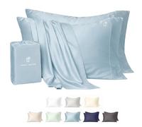 ArthCrafted 100% Austrian Eucalyptus Tencel Cooling Pillowcases, 2 Pack Moisture Wicking, Temperature Regulating, Soft & Smooth, Envelope Enclosure Pillowcase Pair (Sterling Blue, Queen (21" X 31"))