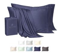 ArthCrafted Cooling Eucalyptus Tencel Pillowcases 2 Pack, Queen, Crown Blue
