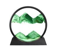Arthink Moving Sand Art Picture in Motion Round Glass 3D Deep Sea Landscape, Dynamic Sand Art Sandscapes, Sensory Relaxing Desktop Table Decor Desk Decor Art Desk (7 inch, Green)