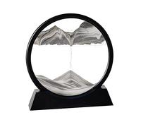 Arthink Moving Sand Art Picture in Motion Round Glass 3D Deep Sea Landscape, Dynamic Sand Art Sandscapes, Sensory Relaxing Desktop Table Decor Desk Decor Art Desk (12 inch, Black)