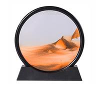 Arthink Moving Sand Art Picture in Motion Round Glass 3D Deep Sea Landscape, Dynamic Sand Art Sandscapes, Sensory Relaxing Desktop Table Decor Desk Decor Art Desk (7 inch, Orange)