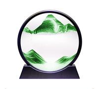 Arthink Moving Sand Art Picture,Liquid Motion 3D Sea Sandscape in Motion Display, Flowing Sand Frame Desktop Art Bookshelves Home Office Decoration(12 inch, Green)